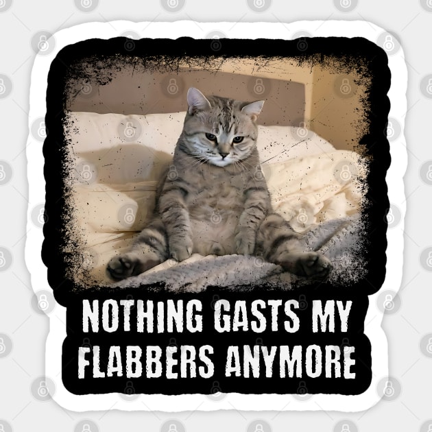 Funny Tired Cat: Nothing Gasts My Flabbers Anymore. Funny wordplay with Flabbergasted Sticker by Luxinda